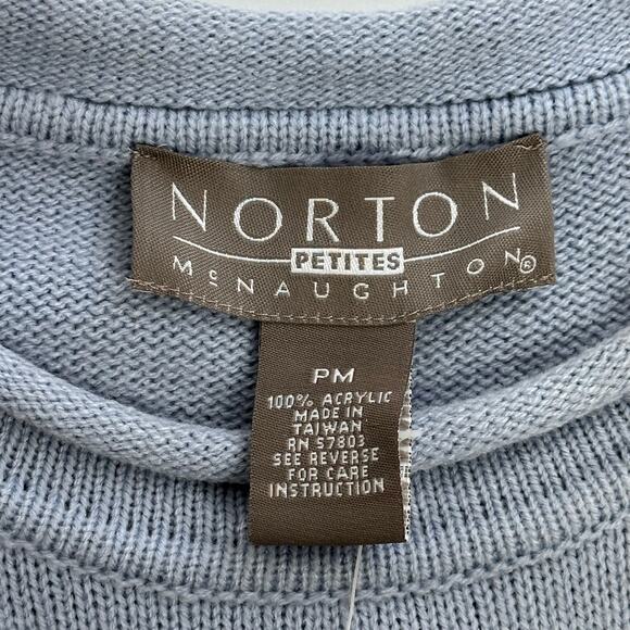 NWT Norton McNaughton Periwinkle Nordic Fair Isle Sweater Womens Petite Size PM - Picture 8 of 11